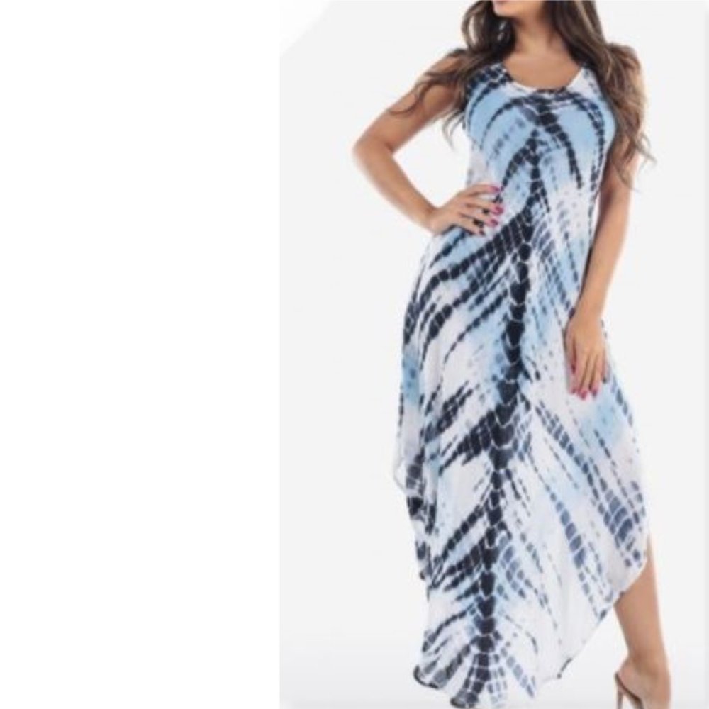 True Rock Lightweight Blue Tie Dye Maxi Dress